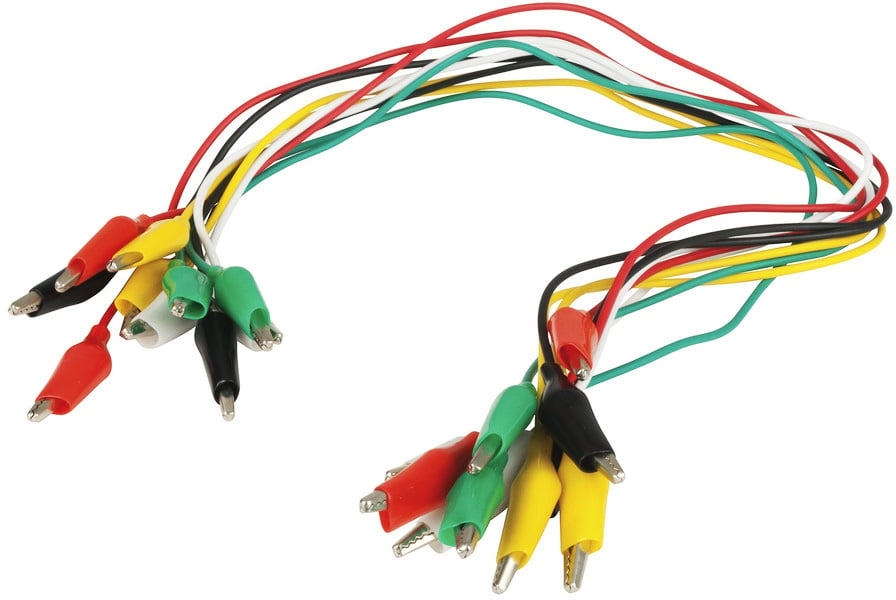 Photo of a set of 10 alligator clip jumper leads.