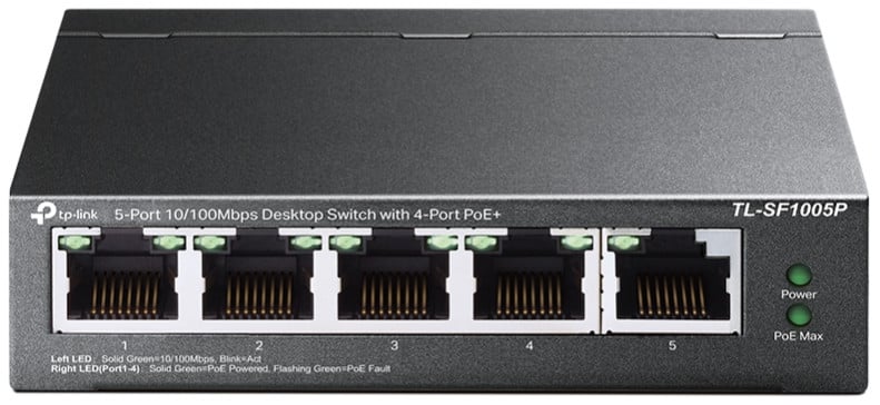 5 Port 10/100Mbps Desktop Switch with 4-Port PoE+