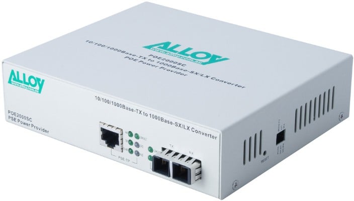 Alloy POE3000ST 10/100/1000Base-T PoE+ RJ-45 to 1000Base-SX Multimode (ST) Converter jpg