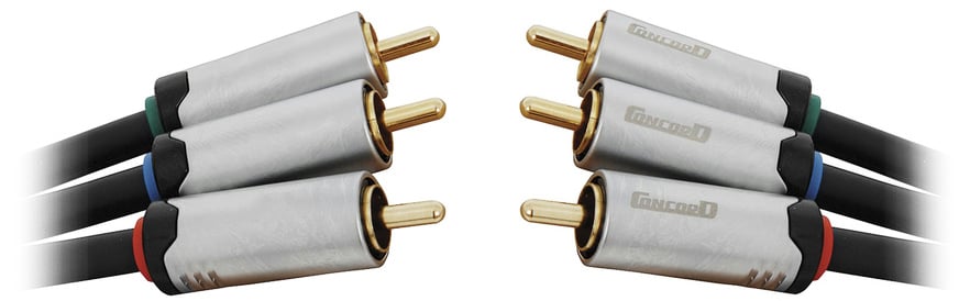 Photo of a premium 3RCA-3RCA RGB component video lead.