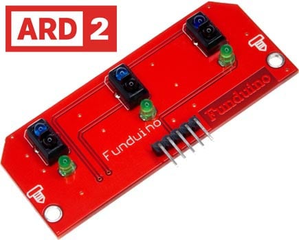 Photo of a 3-way line tracking module for robot car that is Arduino compatible.