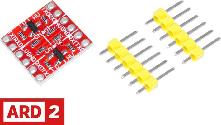 Photo of a 5V to 3.3V & 3.3V to 5V bi-directional logic level converter that is Arduino-compatible.