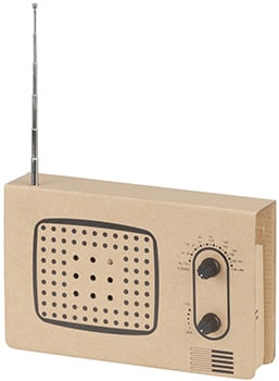 Photo of a cardboard radio construction kit.