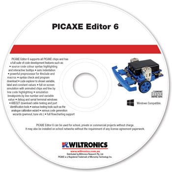 Photo of a CD with Picaxe Editor 6 software.
