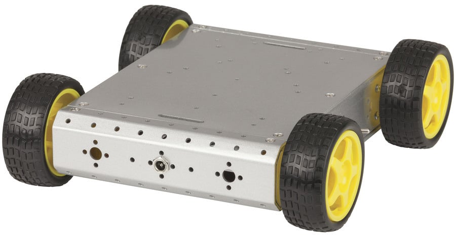 Photo of a four wheel drive metal chassis car kit.