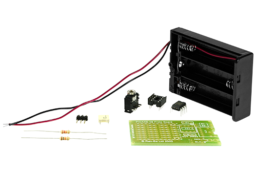 PICAXE 08M2 Starter Pack, includes training board, download cable and battery box.