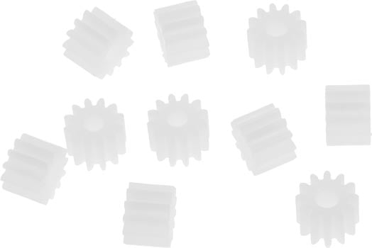 Photo of a 10 pack of 7mm diameter 12 teeth spur/pinion gears.
