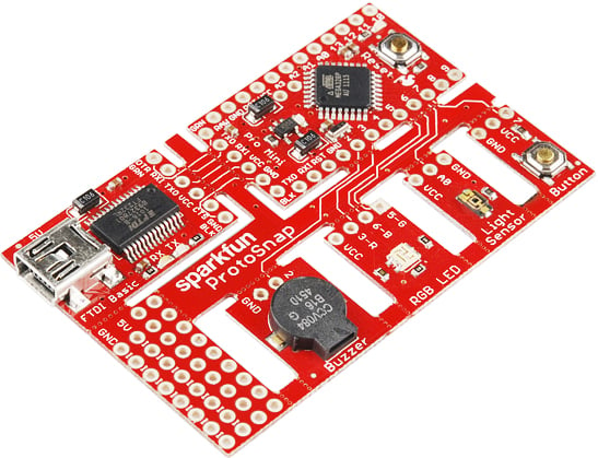 Photo of a Sparkfun Protosnap Pro Mini that is Arduino compatible.