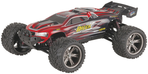 Photo of a 1:12 scale 2.4GHz red racing truggy.