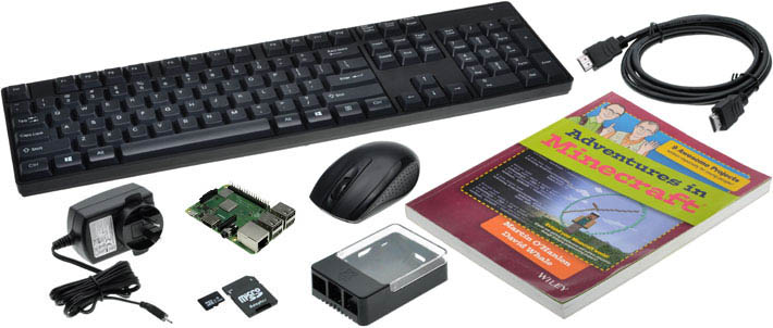 Photo of a Raspberry Pi in a Box Starter Kit: Adventures in Minecraft.