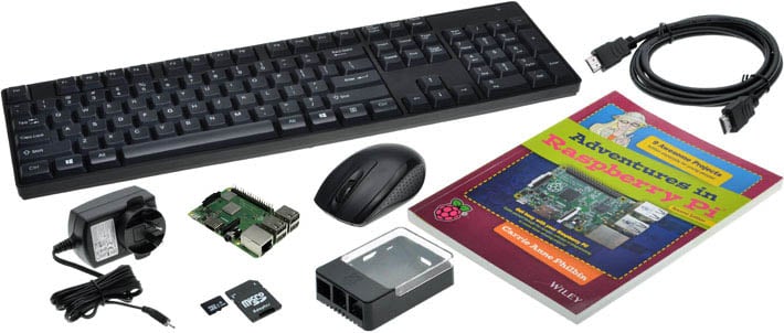 Photo of a Raspberry Pi in a Box Starter Kit: Adventures in Raspberry Pi.