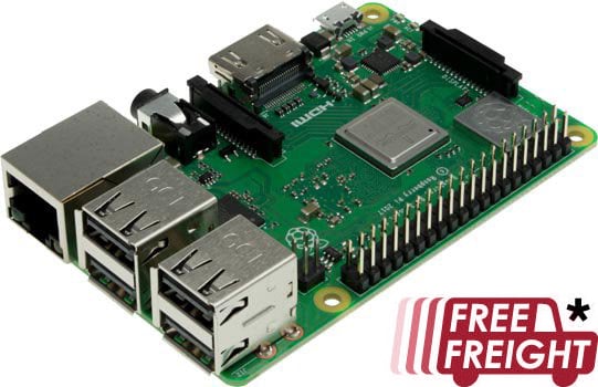 Photo of a Raspberry Pi 3 model B+.