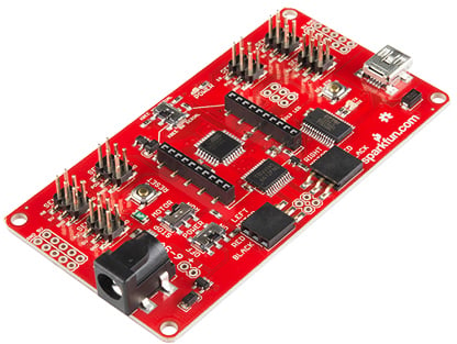 Photo of a SparkFun RedBot mainboard.