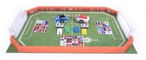 Photo of a two pack soccer robot area.