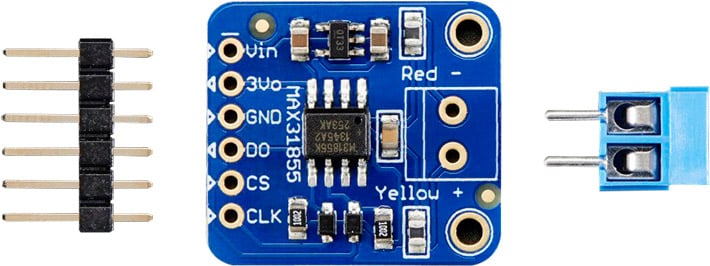 Photo of an Adafruit thermocouple MAX31855 breakout board.