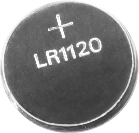 Photo of a LR1120/191/LR55 1.5 volt alkaline coin button cell battery.