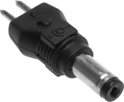 Photo of a 1.75mm by 4.75mm DC adaptor taken on an angle.