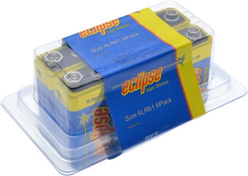 9V Batteries Alkaline Bulk Pack of 6 Eclipse