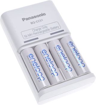 Panasonic AA/AAA Charger With 4 Eneloop AA Batteries