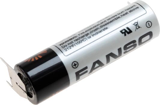 Photo of a 3.6V AA lithium battery.