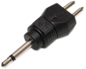 Photo of a 2.50mm jack DC adaptor.