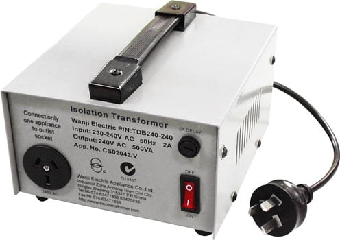 Photo of a two amp isolation transformer.