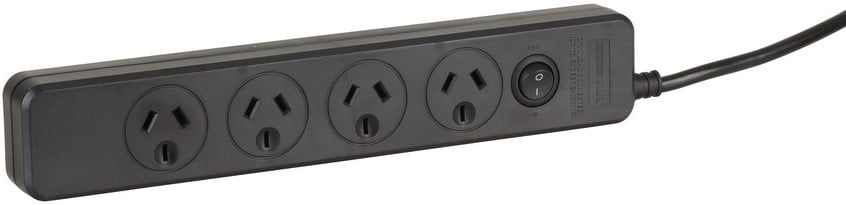 4 Outlet Power Board with Filter/Surge and Overload Protection - Black