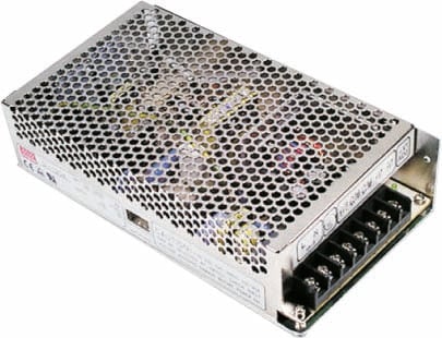 Photo of a Meanwell D-120B model open frame switchmode power supply.