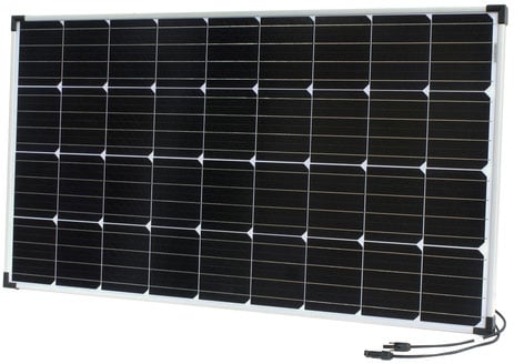 Photo of a 12 volt 120 watt monocrystalline solar panel that is 1179mm in length and 664mm in height.