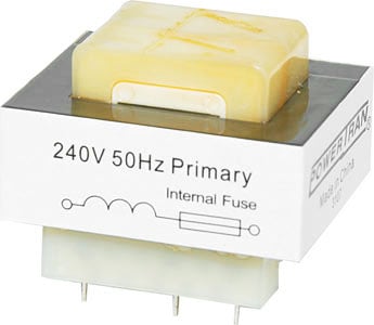 Photo of a 7VA 15 + 15V PCB mount transformer.