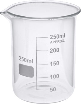 250ml Glass Beaker Low Form GG17 Borosilicate
