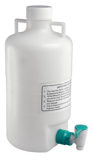 Photo of a 5 L polypropylene aspirator bottle.