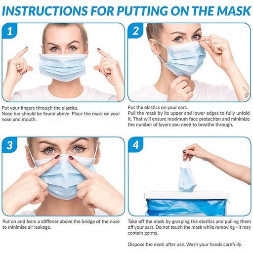 Face Mask - Instructions for putting on mask - Text instructions can be found in the description