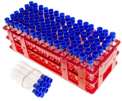 Test Tube Kit - 100 x 12mm Borosilicate Test Tubes with Caps