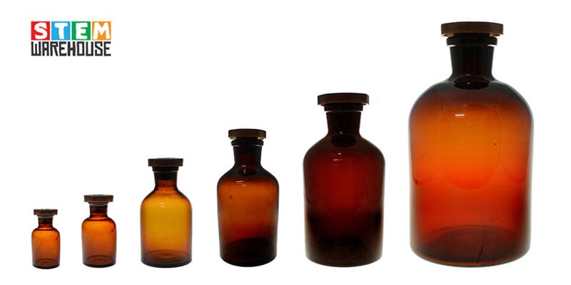 Reagent Bottles Amber Glass Narrow Mouth Plastic Stopper