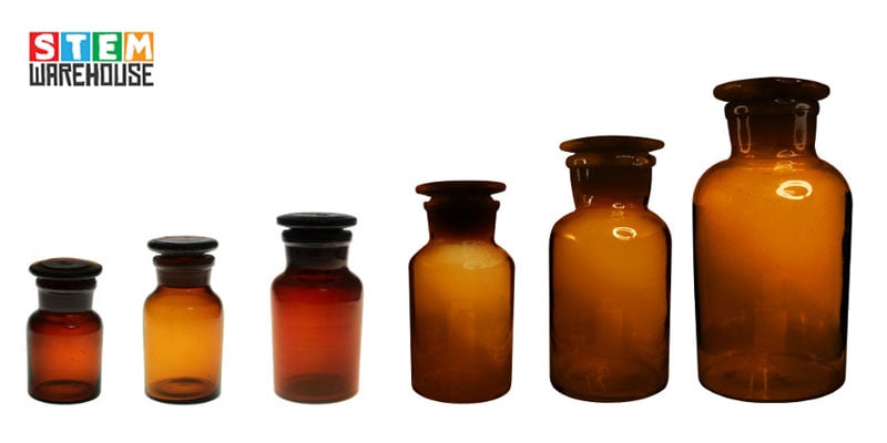 Amber Glass Reagent Bottles Wide Mouth Glass Stopper