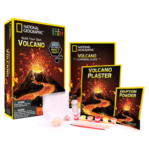 Photo of the contents of a volcano science kit.