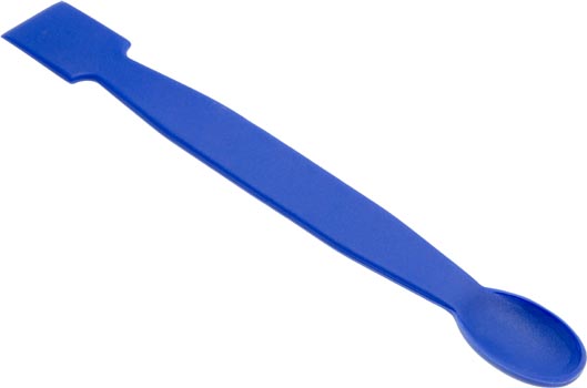 Photo of a 200mm long polypropylene spatula with spoon/shovel.