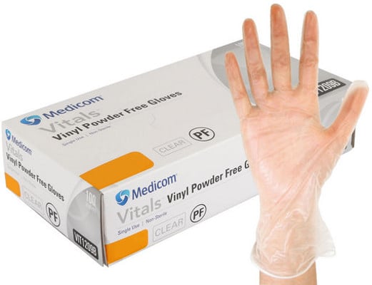Vinyl Gloves - Disposable, 100pc, Powder Free, Clear