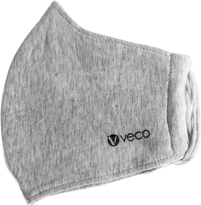 Cotton Face Mask - 3-Layer, Antimicrobial - Adults, Grey