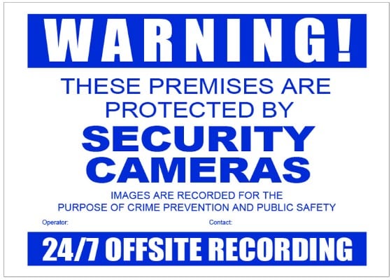 CCTV Warning Sign Corflute A3 Size jpg