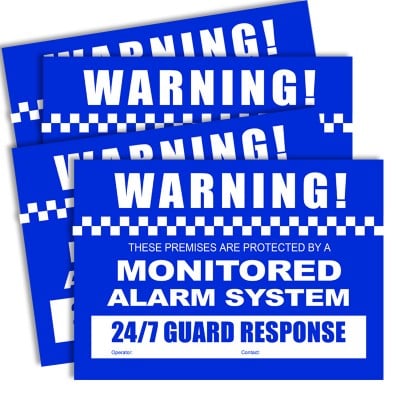 Alarm Warning Stickers A4 Size (2 x Front 2 x Rear) jpg