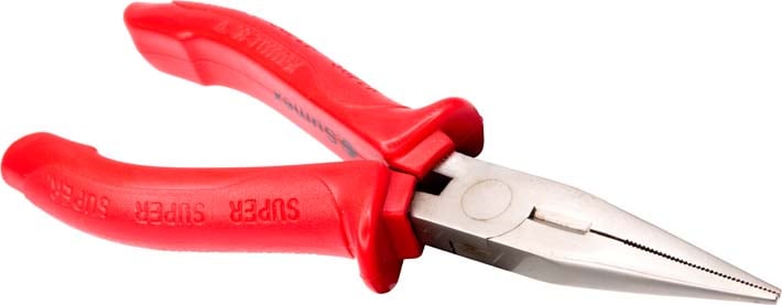 Photo of a pair of 160mm long nose pliers taken from a high angle.