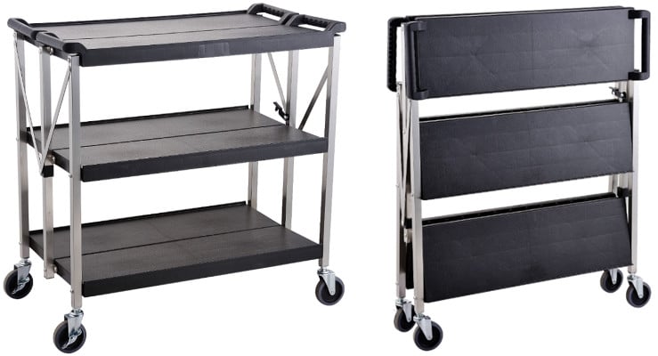 Folding Trolley 3 Shelf with Brakes