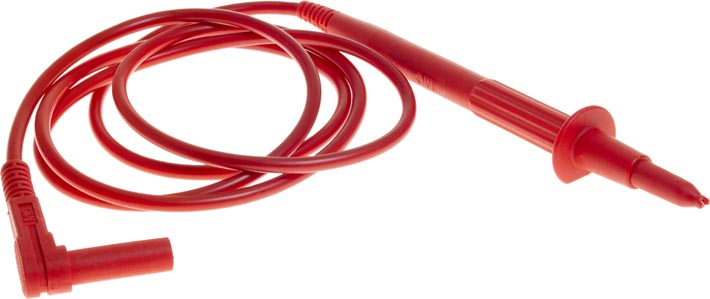 Photo of a red silicon high quality HCK multimeter lead, cables all bundled up.