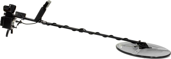 Photo of a QED-PL2 T-handle metal detector with an eight by six inch solid sadie coil.