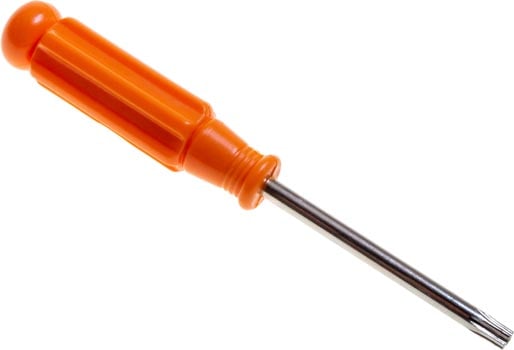 Photo of a T20 torx tamperproof screwdriver.