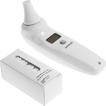 Photo of an in-ear infrared 33 to 34 degrees Celsius thermometer.