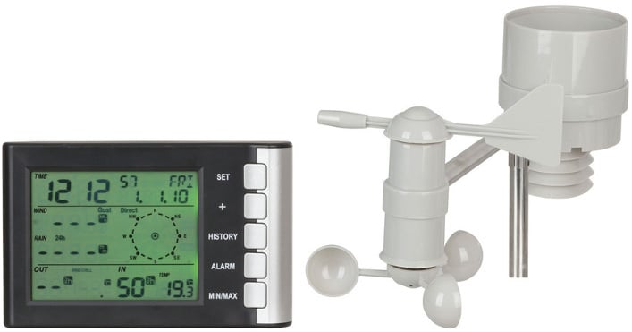Photo of a mini LCD display weather station.