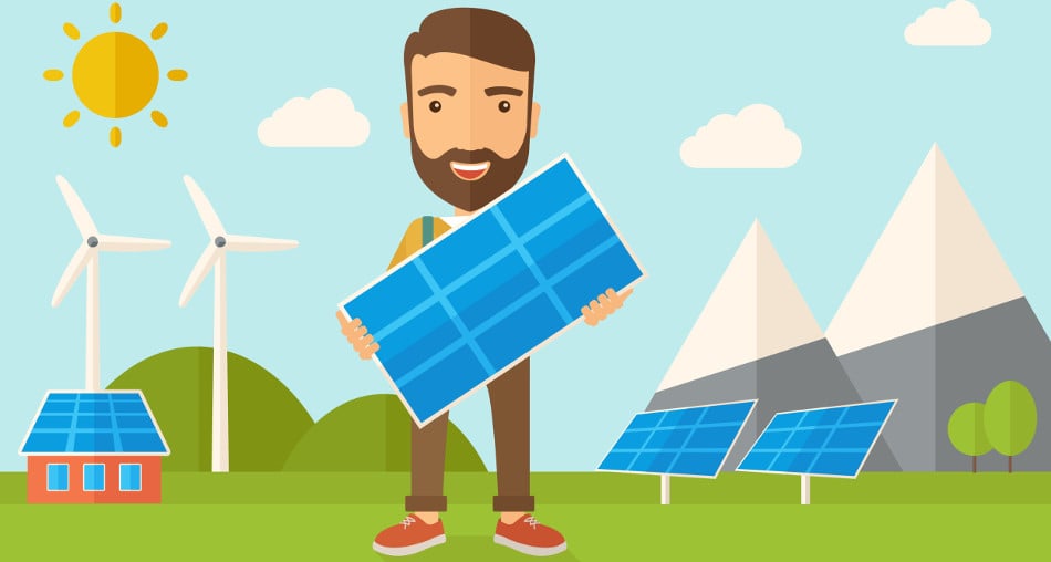 Man Holding Solar Panel